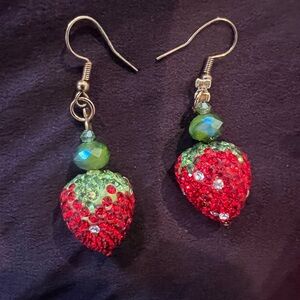 Strawberry Crystal Drop Earrings